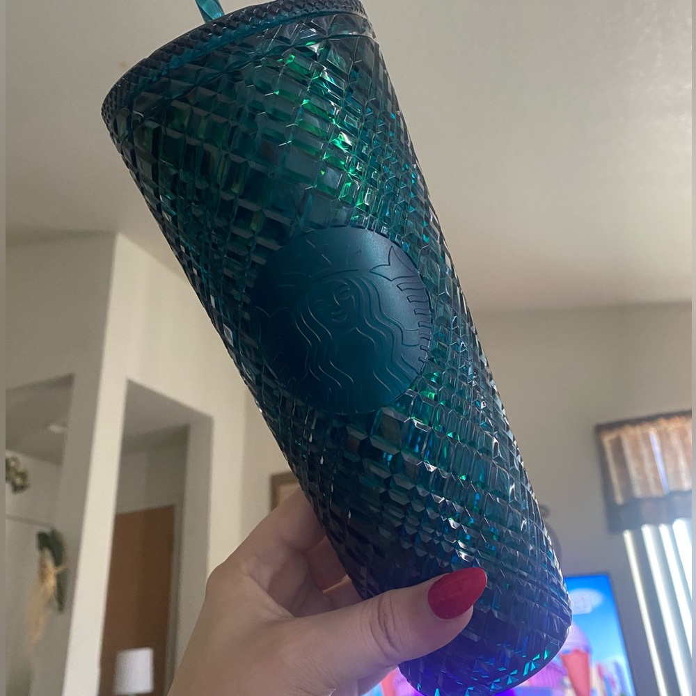NTW Limited Edition Turquoise Green Diamond Studded Starbucks Cold Cup Tumbler